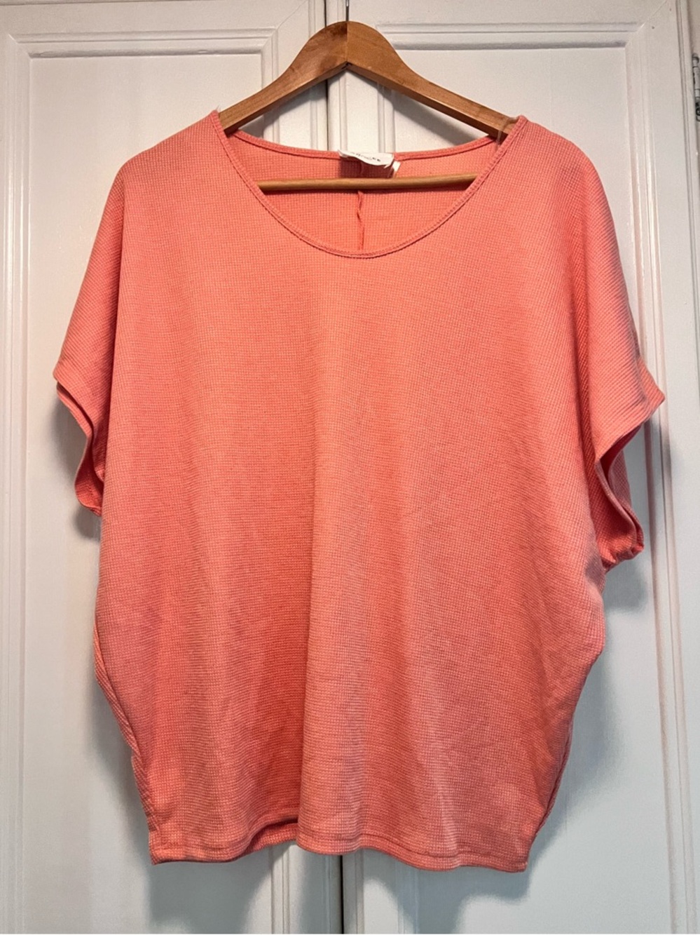 Andree By Unit Peach Coral Dolman Short Sleeve Top Oversized Fit Size Medium
